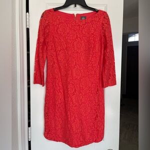 Vince Camuto Vibrant Red Lace Long Sleeve Dress
